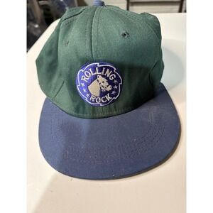 Rolling Rock Green Navy Blue Logo Patch Baseball Cap Hat Snapback